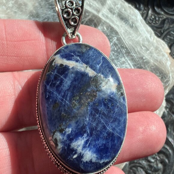Sodalite With Pyrite Stone Crystal Jewelry Pendant - Picture 5 of 8
